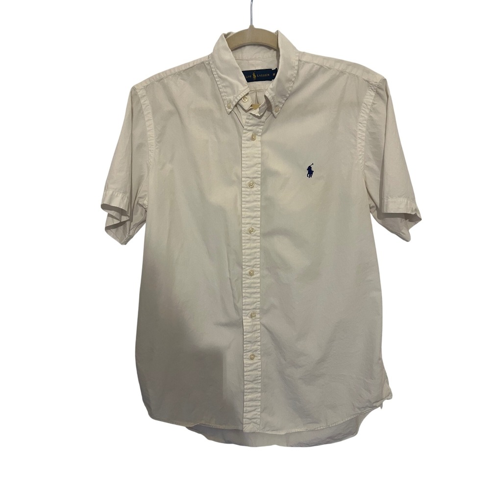 Ralph Lauren Resort Vacation Beach White Short Sleeve Button Down Shirt Medium